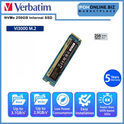VERBATIM 256GB Vi3000 PCIe NVMe M.2 2280 Internal SSD
